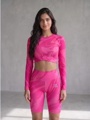 Dámský funkční crop top s dlouhým rukávem premium ALTISPORT VOJ/ALW072TR04 HOT-PINK