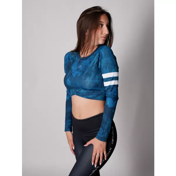  Dámský funkční crop top s dlouhým rukávem premium ALTISPORT VOJ/ALW096TR04 PETROLEJOVÁ 