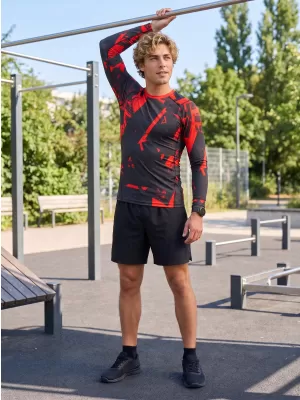 Pánské funkční kompresní tričko s dlouhým rukávem premium ALTISPORT VOJ/ALM079TR03 ČERNOČERVENÁ