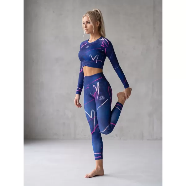  Dámský funkční crop top s dlouhým rukávem premium ALTISPORT VOJ/ALW082TR04 TMAVĚ MODRÁ 