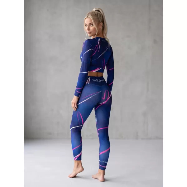  Dámský funkční crop top s dlouhým rukávem premium ALTISPORT VOJ/ALW082TR04 TMAVĚ MODRÁ 