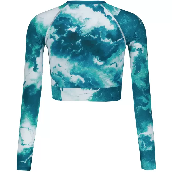  Dámský funkční crop top s dlouhým rukávem premium ALTISPORT VOJ/ALW066TR04 ZELENOMODRÁ 