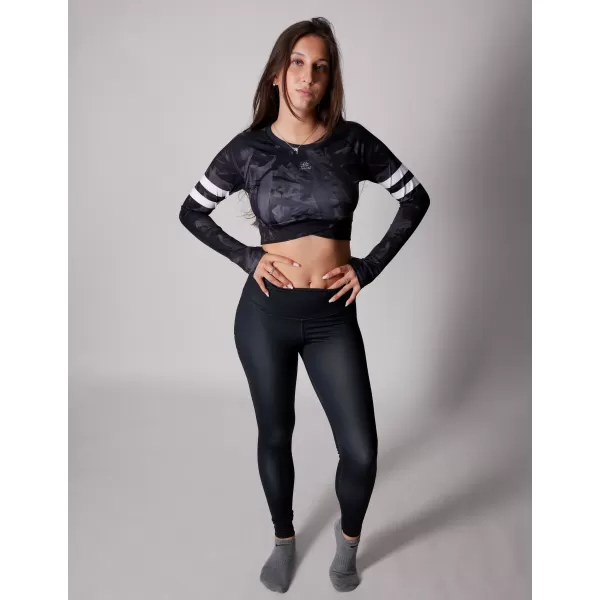  Dámský funkční crop top s dlouhým rukávem premium ALTISPORT VOJ/ALW096TR04 ČERNÁ 