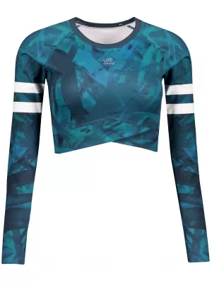 Dámský funkční crop top s dlouhým rukávem premium ALTISPORT VOJ/ALW096TR04 PETROLEJOVÁ
