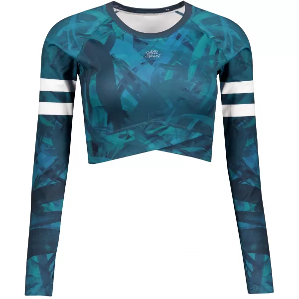  Dámský funkční crop top s dlouhým rukávem premium ALTISPORT VOJ/ALW096TR04 PETROLEJOVÁ 