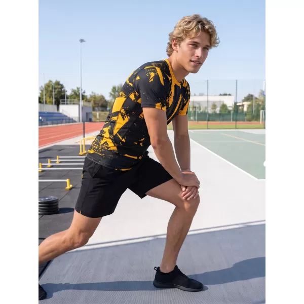  Pánské funkční kompresní triko s krátkým rukávem premium ALTISPORT VOJ/ALM079TR04 ČERNOŽLUTÁ 