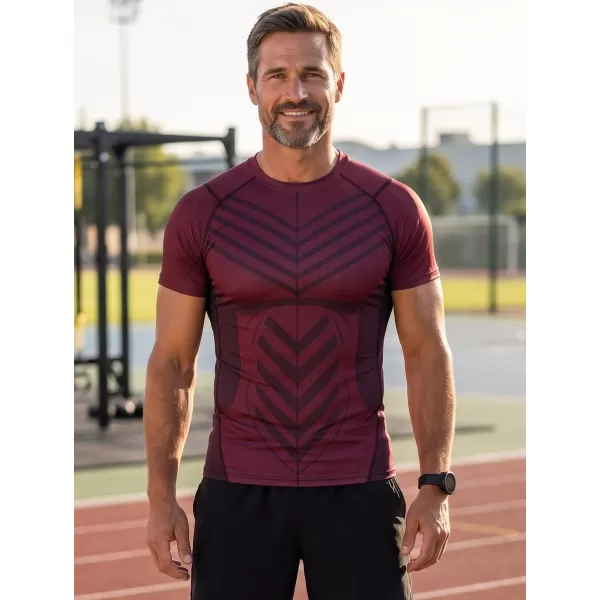  Pánské funkční kompresní triko s krátkým rukávem premium ALTISPORT VOJ/ALM095TR04 WINE-RED 