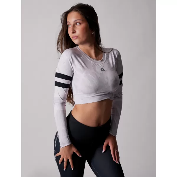  Dámský funkční crop top s dlouhým rukávem premium ALTISPORT VOJ/ALW096TR04 BÍLÁ 