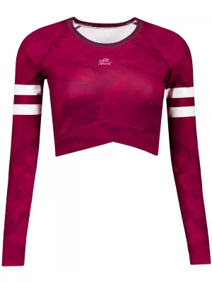 Dámský funkční crop top s dlouhým rukávem premium ALTISPORT VOJ/ALW096TR04 VÍNOVÁ