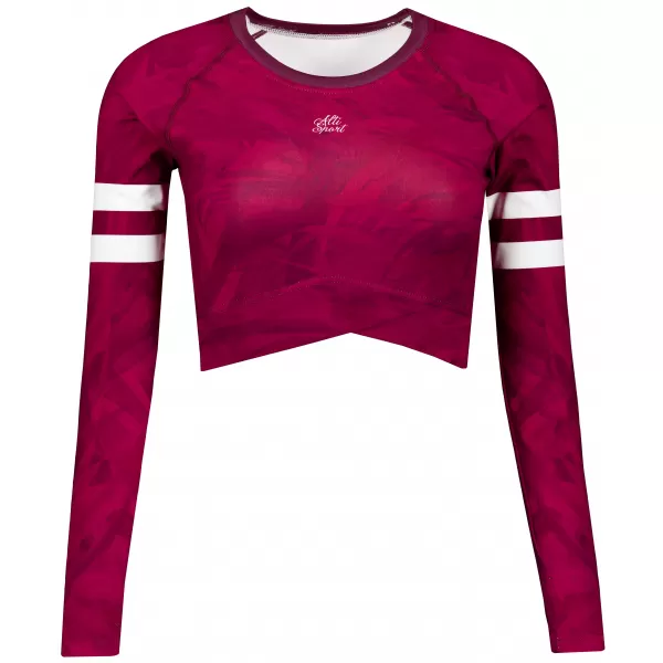  Dámský funkční crop top s dlouhým rukávem premium ALTISPORT VOJ/ALW096TR04 VÍNOVÁ 