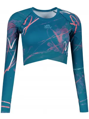 Dámský funkční crop top s dlouhým rukávem premium ALTISPORT VOJ/ALW082TR04 PETROLEJOVÁ