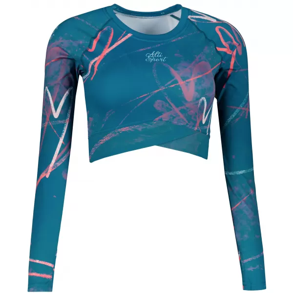  Dámský funkční crop top s dlouhým rukávem premium ALTISPORT VOJ/ALW082TR04 PETROLEJOVÁ 