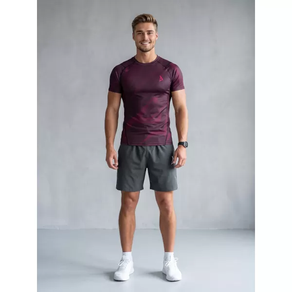  Pánské funkční kompresní triko s krátkým rukávem premium ALTISPORT VOJ/ALM072TR04 WINE-RED 