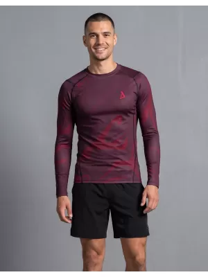 Pánské funkční kompresní tričko s dlouhým rukávem premium ALTISPORT VOJ/ALM072TR03 WINE-RED