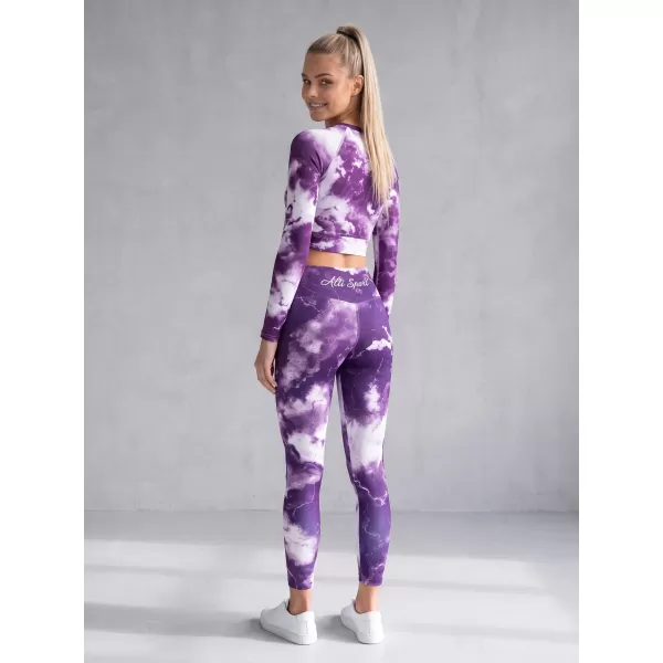  Dámský funkční crop top s dlouhým rukávem premium ALTISPORT VOJ/ALW066TR04 BÍLOFIALOVÁ 