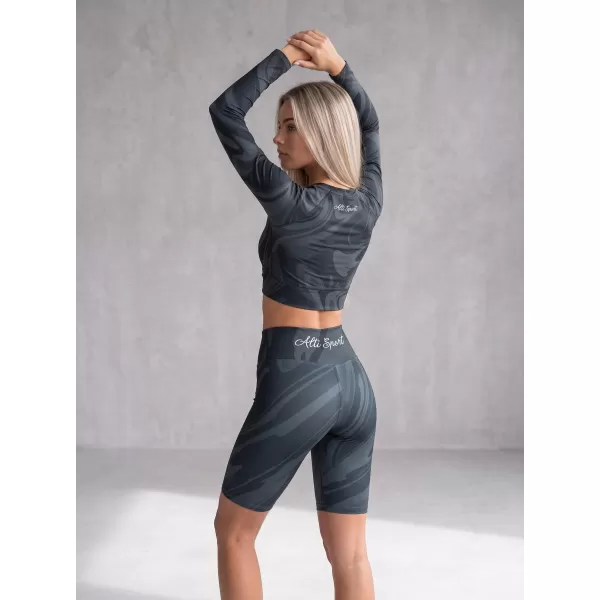  Dámský funkční crop top s dlouhým rukávem premium ALTISPORT VOJ/ALW072TR04 BLACK 