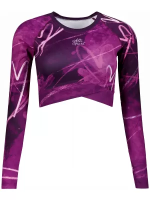 Dámský funkční crop top s dlouhým rukávem premium ALTISPORT VOJ/ALW082TR04 FIALOVÁ