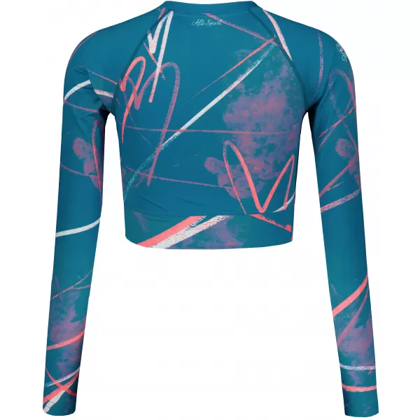  Dámský funkční crop top s dlouhým rukávem premium ALTISPORT VOJ/ALW082TR04 PETROLEJOVÁ 