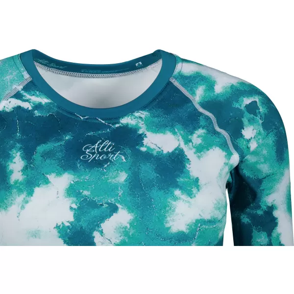  Dámský funkční crop top s dlouhým rukávem premium ALTISPORT VOJ/ALW066TR04 ZELENOMODRÁ 