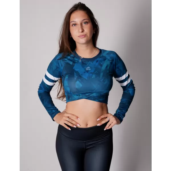 Dámský funkční crop top s dlouhým rukávem premium ALTISPORT VOJ/ALW096TR04 PETROLEJOVÁ 