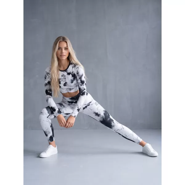  Dámský funkční crop top s dlouhým rukávem premium ALTISPORT VOJ/ALW066TR04 BÍLOČERNÁ 