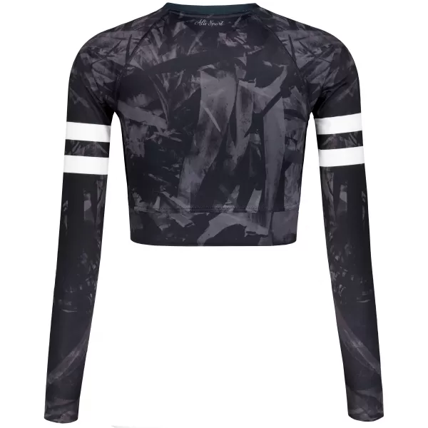  Dámský funkční crop top s dlouhým rukávem premium ALTISPORT VOJ/ALW096TR04 ČERNÁ 