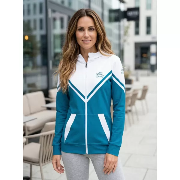 Dámská funkční mikina na zip premium ALTISPORT VOJ/ALW101MI02 PETROLEJOVÁ/BÍLÁ 