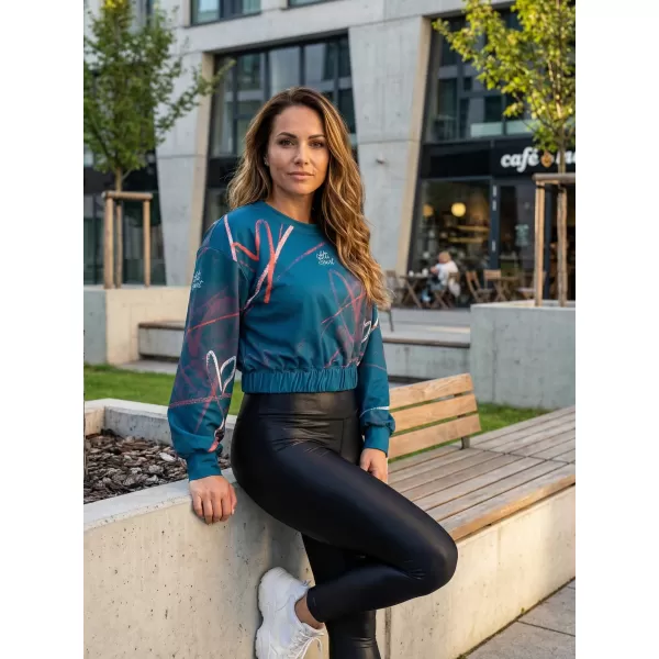  Dámská funkční cropped mikina premium ALTISPORT VOJ/ALW082MI08 PETROLEJOVÁ 