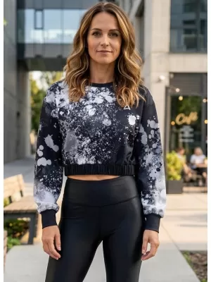 Dámská funkční cropped mikina premium ALTISPORT VOJ/ALW055MI08 ČERNOBÍLÁ
