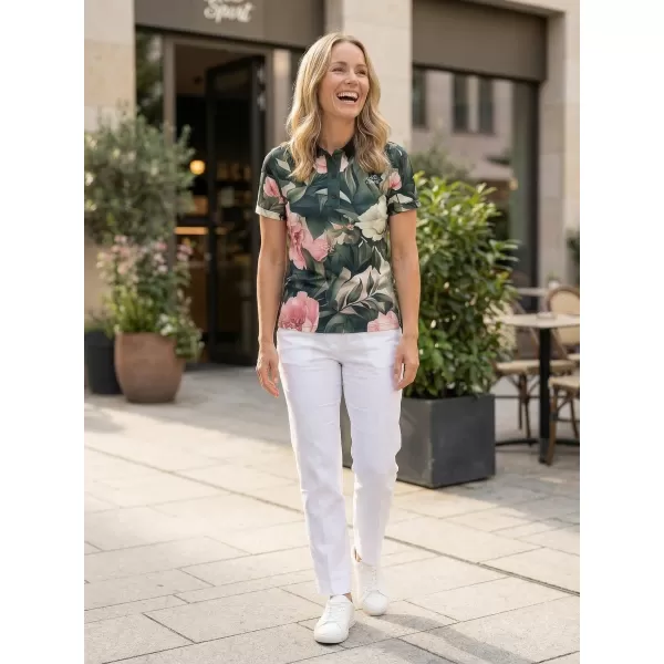  Dámské funkční tričko s límečkem premium ALTISPORT VOJ/ALW097TR05 RŮŽOVÉ KVĚTY 
