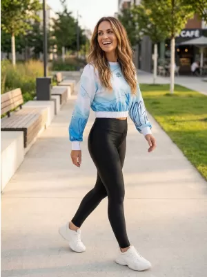 Dámská funkční cropped mikina premium ALTISPORT VOJ/ALW083MI08 BÍLOMODRÁ