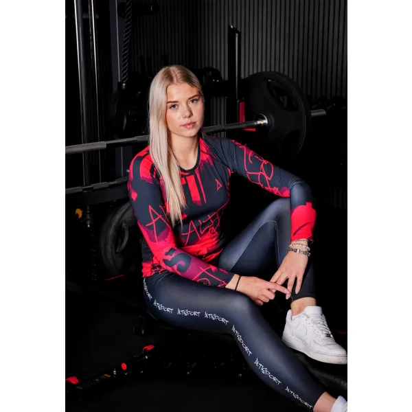  Dámské funkční tričko s dlouhým rukávem premium ALTISPORT VOJ/ALW076TR03 ČERVENOČERNÁ 