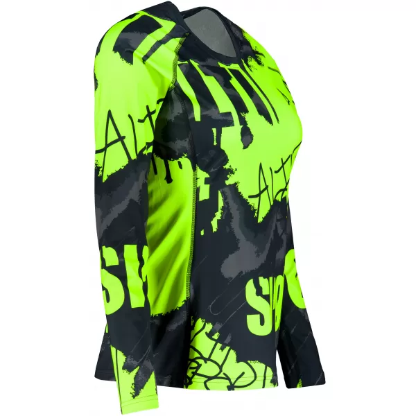  Dámské funkční tričko s dlouhým rukávem premium ALTISPORT VOJ/ALW076TR03 ČERNÁ/FLUO ŽLUTÁ 
