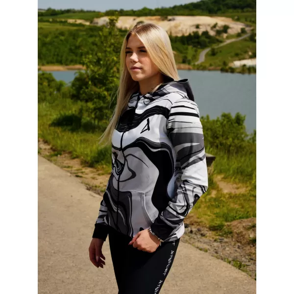  Dámská funkční mikina na zip premium ALTISPORT VOJ/ALW099MI02 ČERNOBÍLÁ 