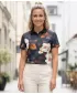 Dámské funkční tričko s límečkem premium ALTISPORT VOJ/ALW097TR05 BÍLÁ-ORANGE-KVĚTY