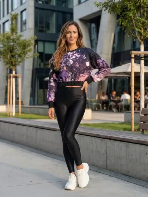 Dámská funkční cropped mikina premium ALTISPORT VOJ/ALW055MI08 ČERNOFIALOVÁ