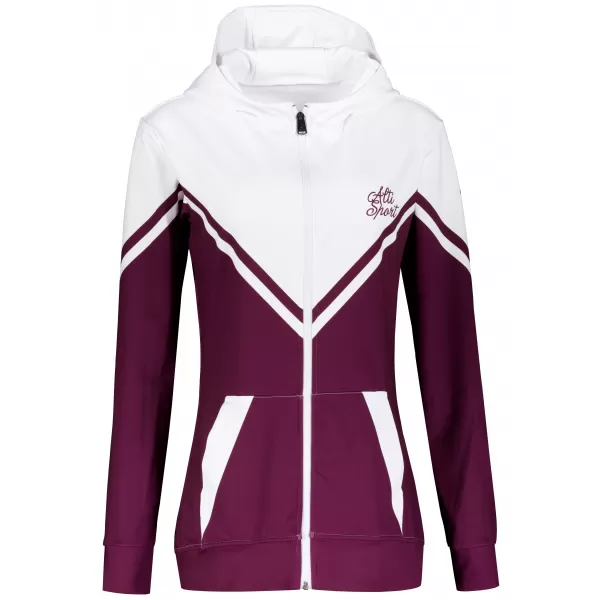 Dámská funkční mikina na zip premium ALTISPORT VOJ/ALW101MI02 VÍNOVÁ/BÍLÁ 