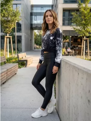Dámská funkční cropped mikina premium ALTISPORT VOJ/ALW055MI08 ČERNOBÍLÁ