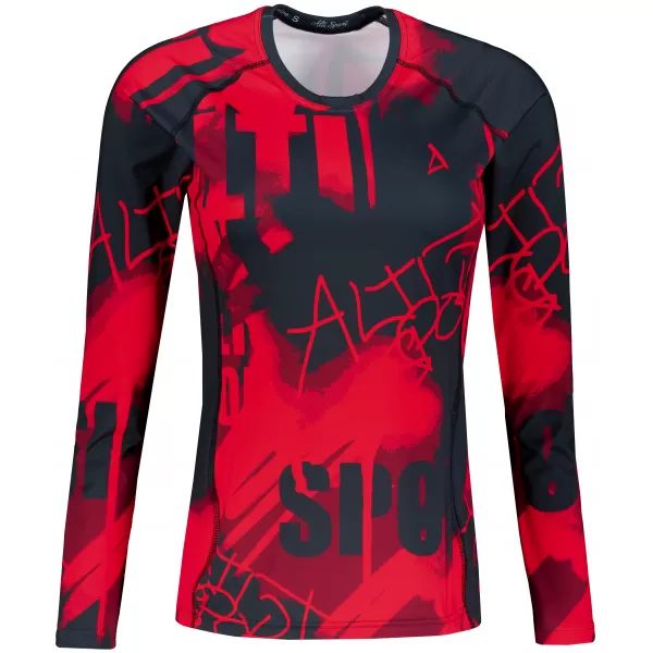  Dámské funkční tričko s dlouhým rukávem premium ALTISPORT VOJ/ALW076TR03 ČERVENOČERNÁ 