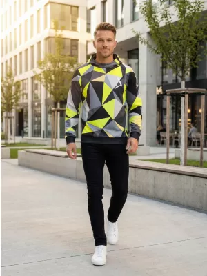 Pánská funkční mikina premium ALTISPORT VOJ/ALM007MI01 ČERNÁ/FLUO YELLOW