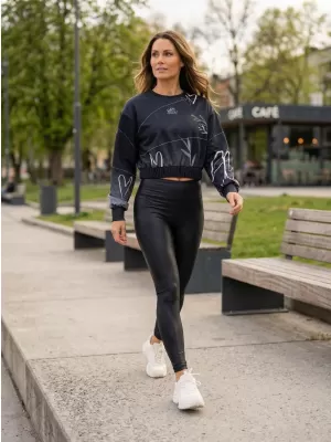 Dámská funkční cropped mikina premium ALTISPORT VOJ/ALW083MI08 ČERNOBÍLÁ