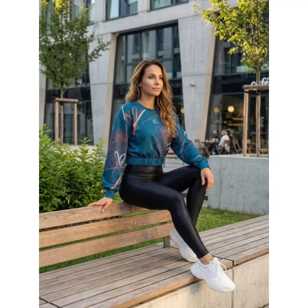  Dámská funkční cropped mikina premium ALTISPORT VOJ/ALW082MI08 PETROLEJOVÁ 