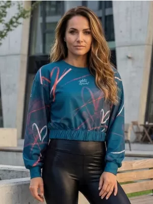Dámská funkční cropped mikina premium ALTISPORT VOJ/ALW082MI08 PETROLEJOVÁ