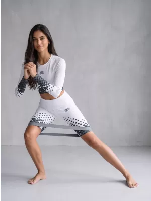 Dámské legíny nad kolena premium ALTISPORT VOJ/ALW109LEG02 BÍLOČERNÁ