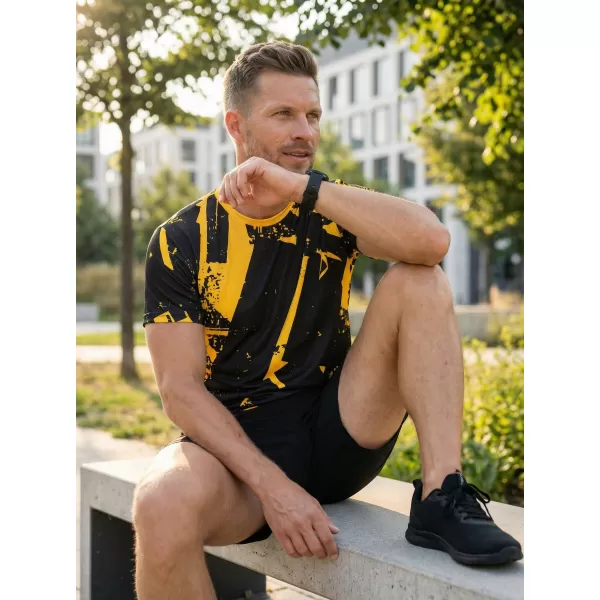  Pánské funkční triko premium ALTISPORT VOJ/ALM079TR01 ČERNOŽLUTÁ 