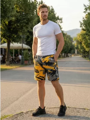 Pánské funkční šortky premium ALTISPORT VOJ/ALM014KRA01 ČERNOŽLUTÁ