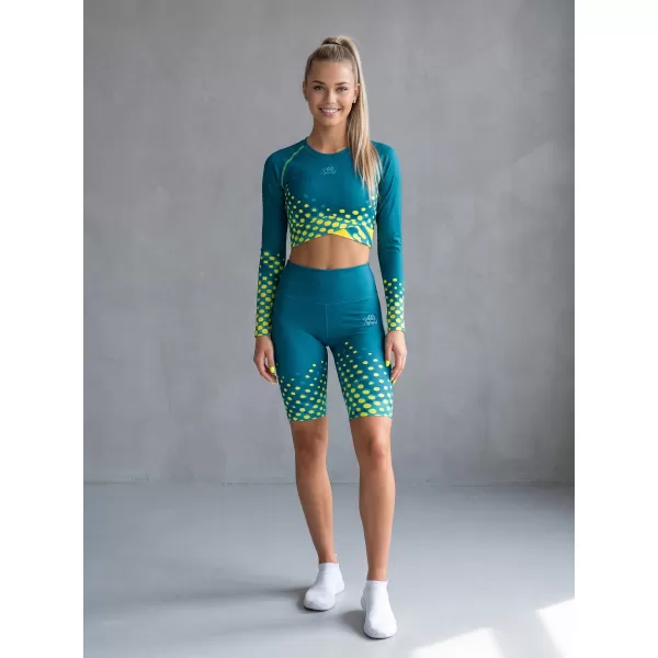  Dámské legíny nad kolena premium ALTISPORT VOJ/ALW109LEG02 EMERALD/FLUO YELLOW 