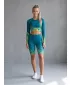 Dámské legíny nad kolena premium ALTISPORT VOJ/ALW109LEG02 EMERALD/FLUO YELLOW