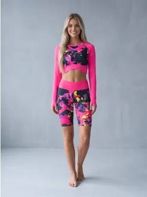 Dámské legíny nad kolena premium ALTISPORT VOJ/ALW110LEG02 RŮŽOVOČERNÁ