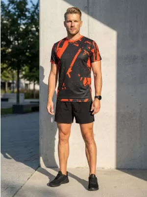 Pánské funkční triko premium ALTISPORT VOJ/ALM079TR01 ČERNOČERVENÁ